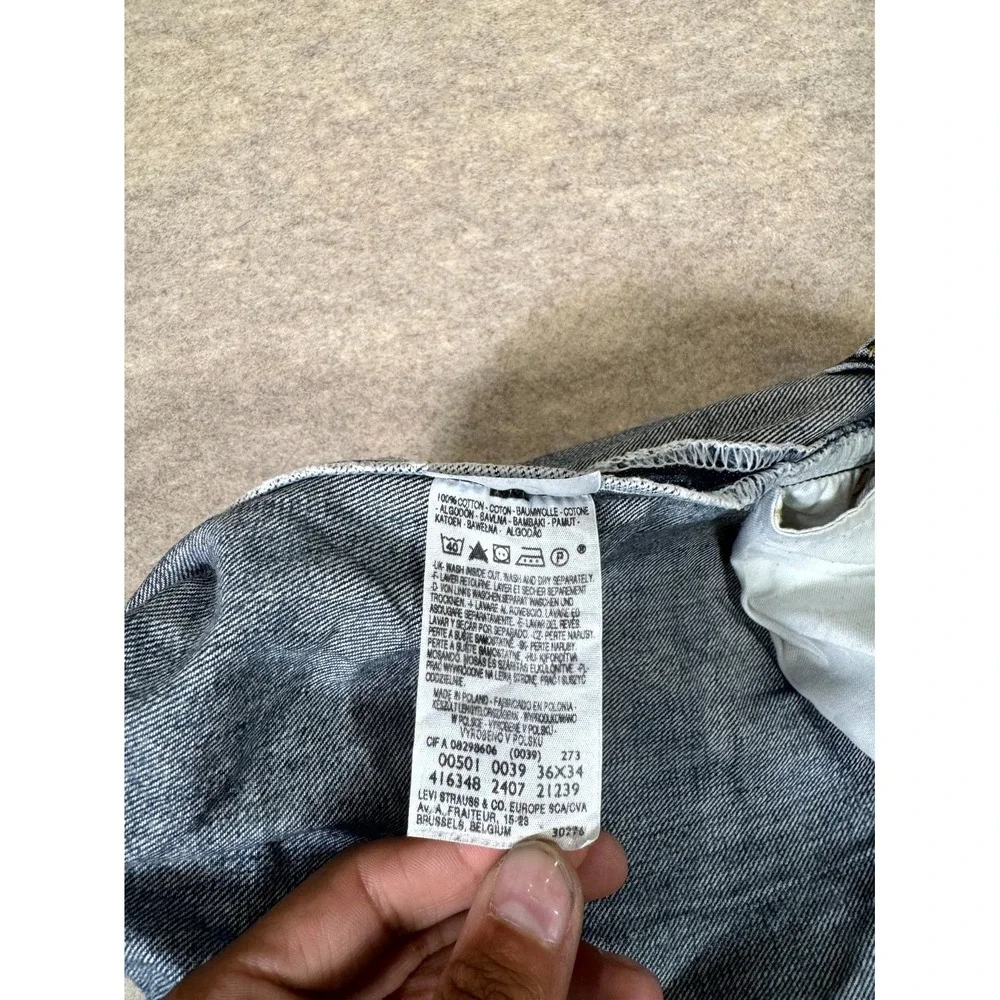 Levis 501 Original Fit Straight Jeans Mens 36x34 Blue Denim Cotton‎ Button Fly
